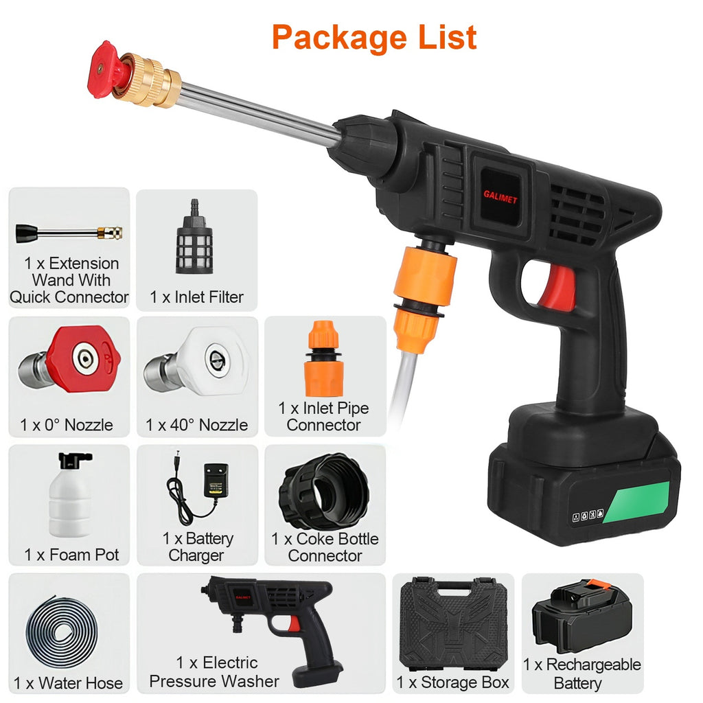 Cordless Pressure Washer Portable Electric Power Washer High Pressure Water Sprayer 363PSI Car Washer Cleaner With 12000mAh 48V Rechargeable Battery And Charger 2 Nozzles