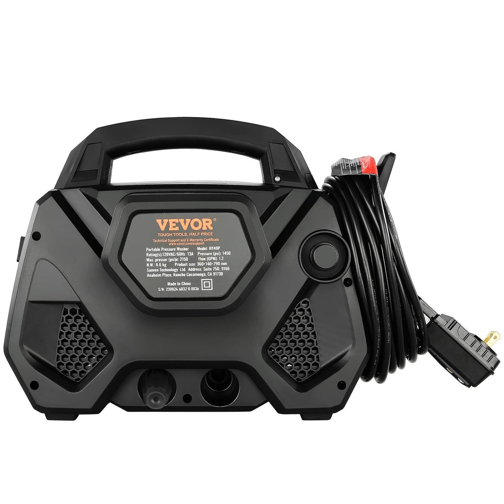 Electric Pressure Washer, 2150-PSI 1.85-GPM, Foam Cannon High-Pressure With 5 Different Nozzle, 20ft Hose35ft Cord Lightweight Washer, Portable Cleans Cars