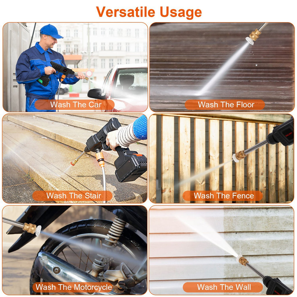 Cordless Pressure Washer Portable Electric Power Washer High Pressure Water Sprayer 363PSI Car Washer Cleaner With 12000mAh 48V Rechargeable Battery And Charger 2 Nozzles