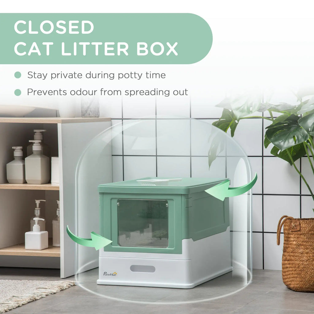 Deluxe Hooded Cat Litter Box with Scoop