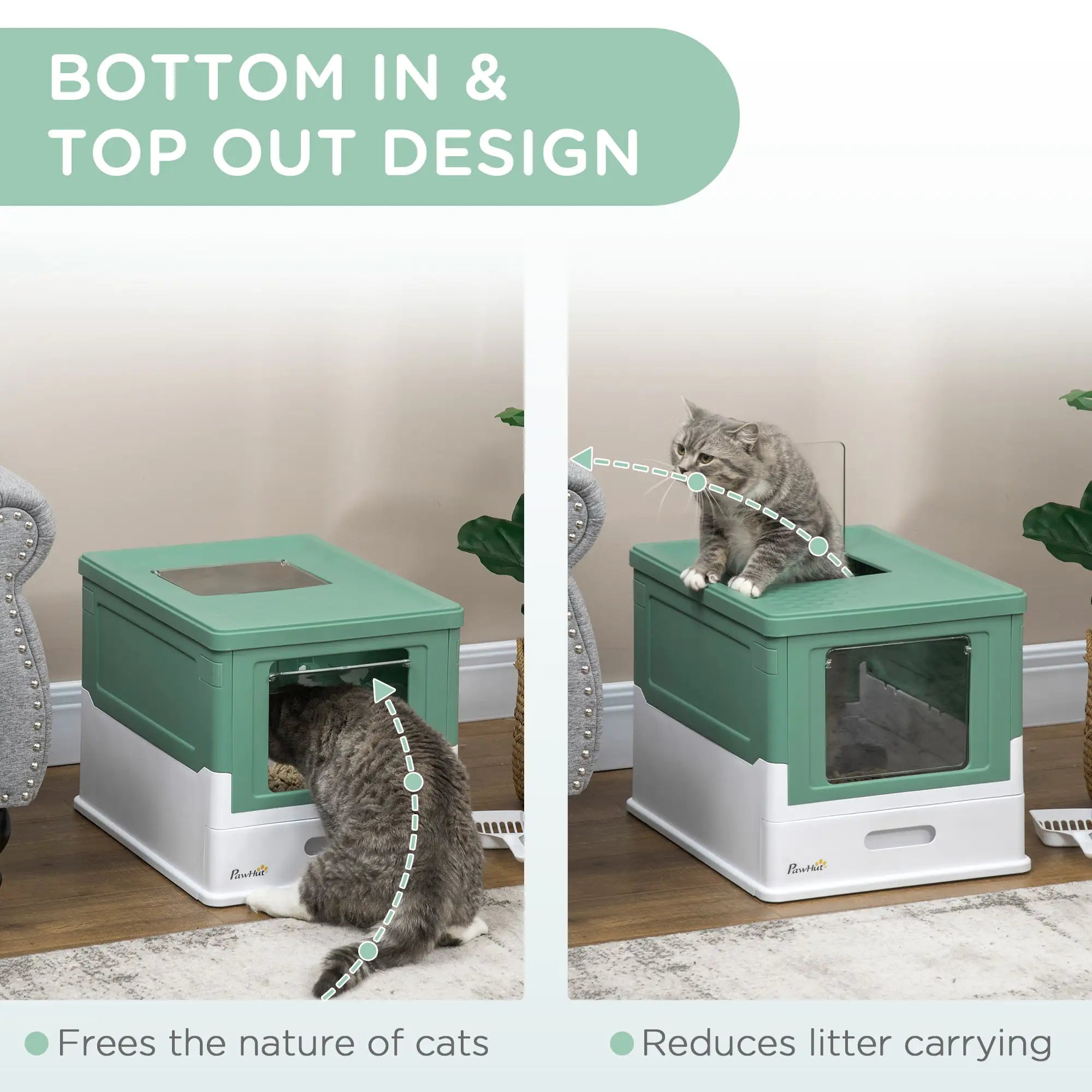 Deluxe Hooded Cat Litter Box with Scoop