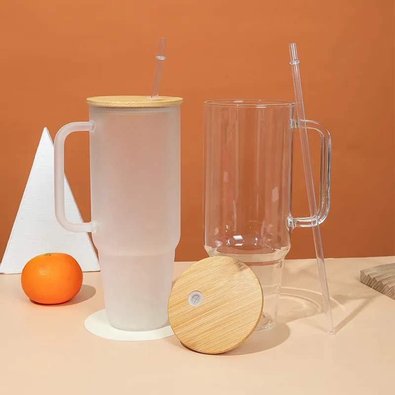 Bamboo-Lid Glass Tumbler 40oz