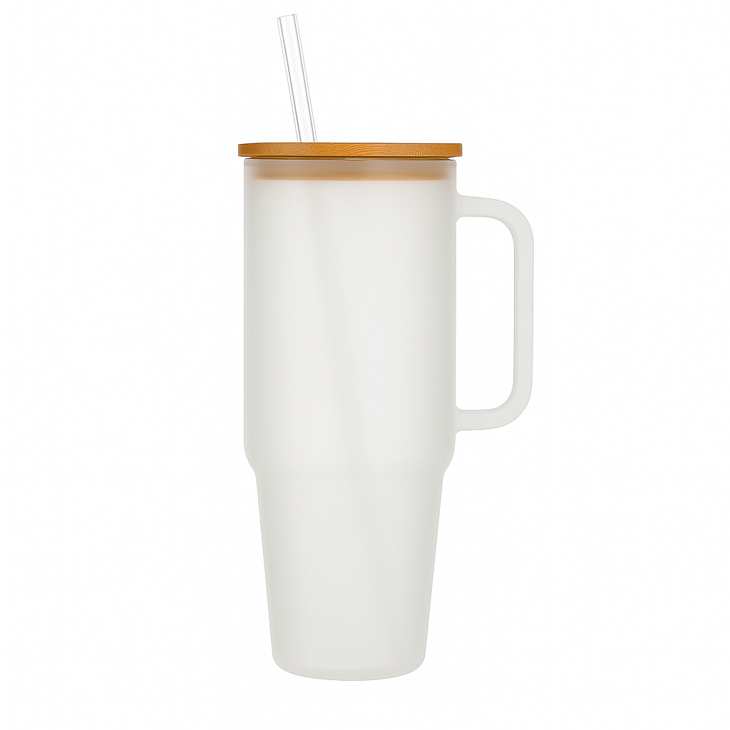 Bamboo-Lid Glass Tumbler 40oz
