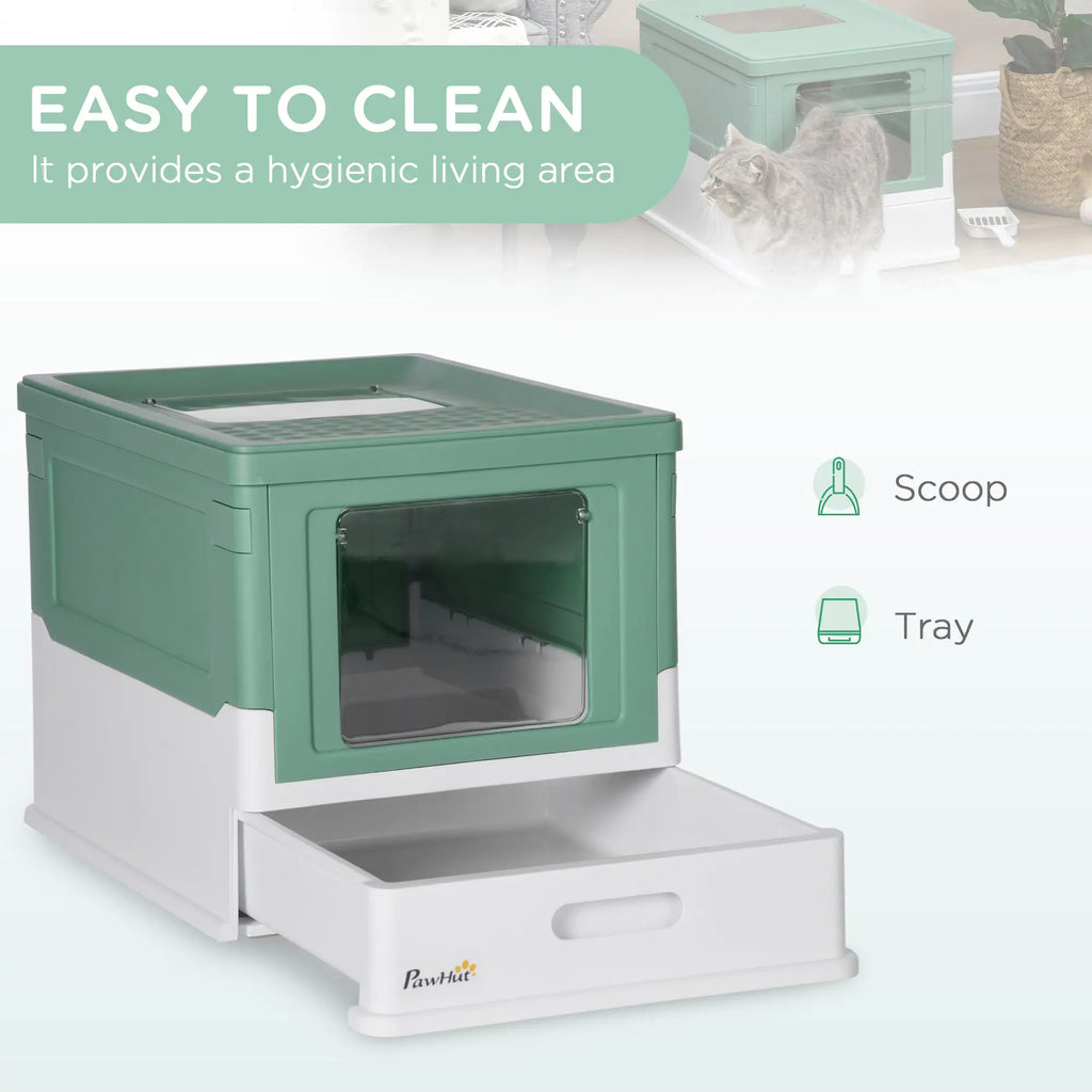 Deluxe Hooded Cat Litter Box with Scoop