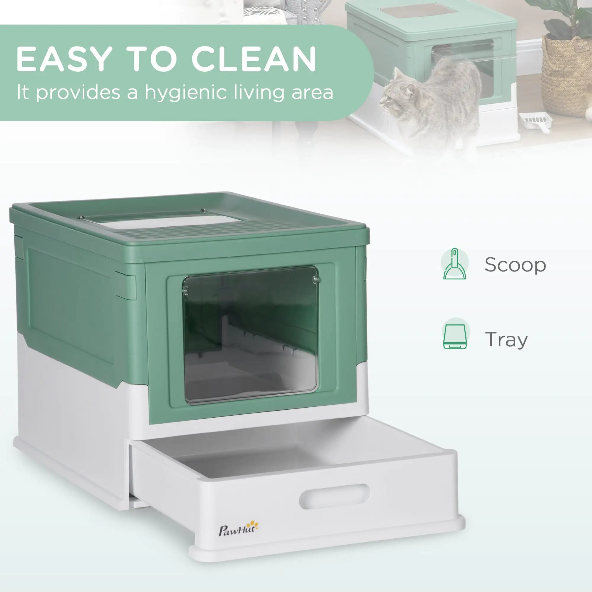 Deluxe Hooded Cat Litter Box with Scoop