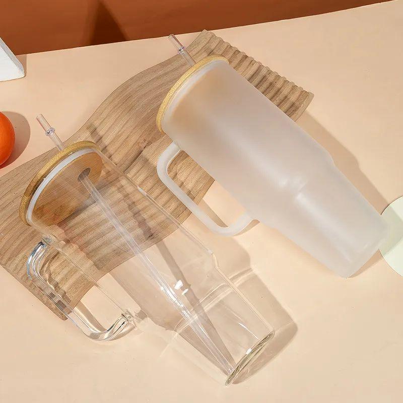Bamboo-Lid Glass Tumbler 40oz