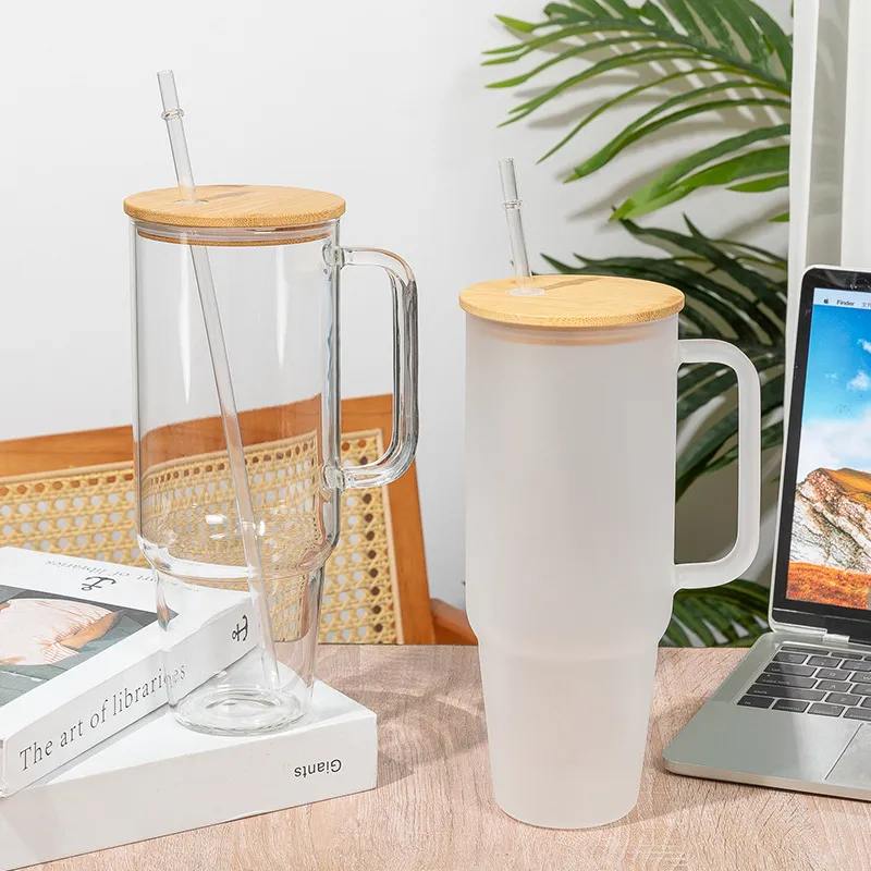 Bamboo-Lid Glass Tumbler 40oz