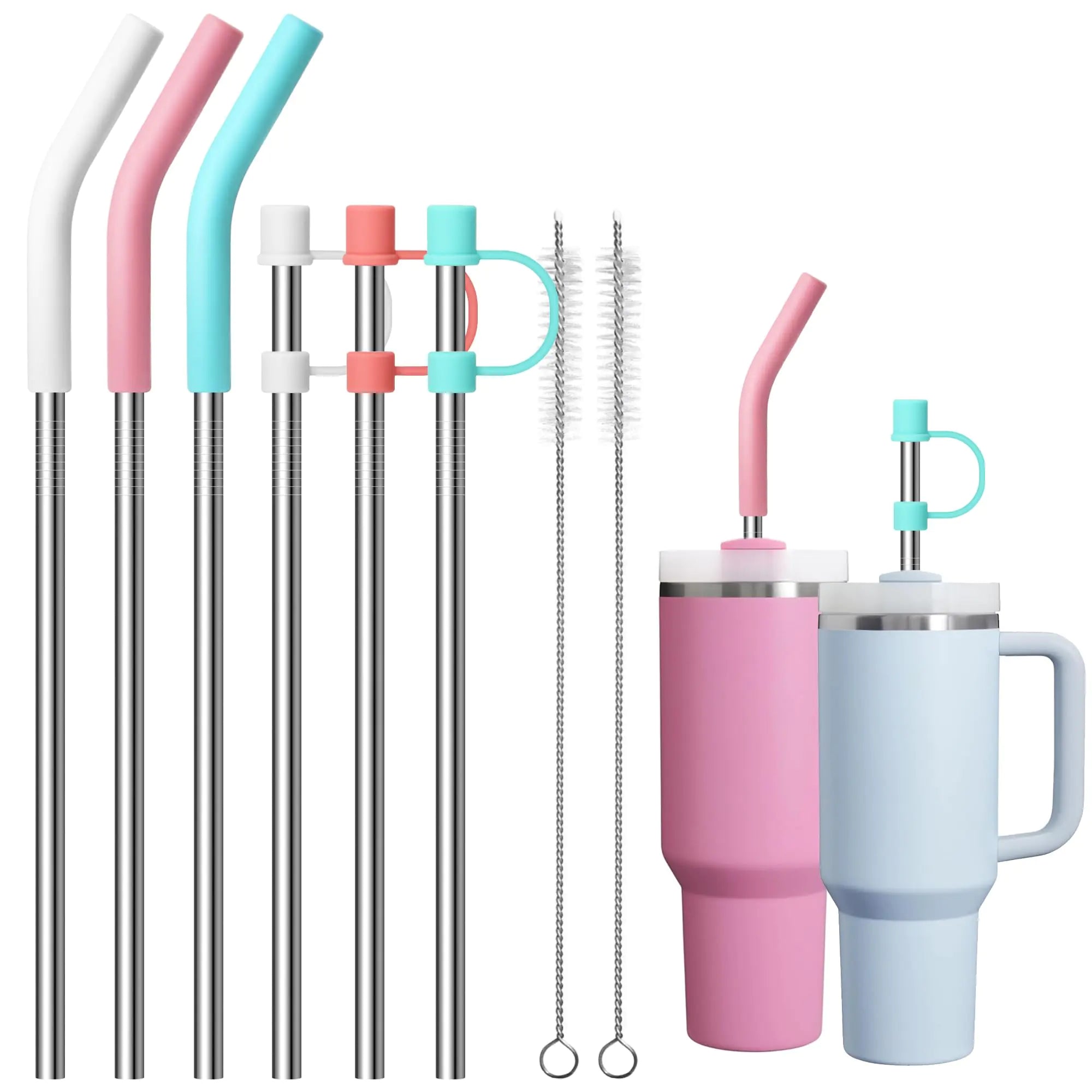 Stainless Steel Straws with Silicone Covers for 40oz Tumbler