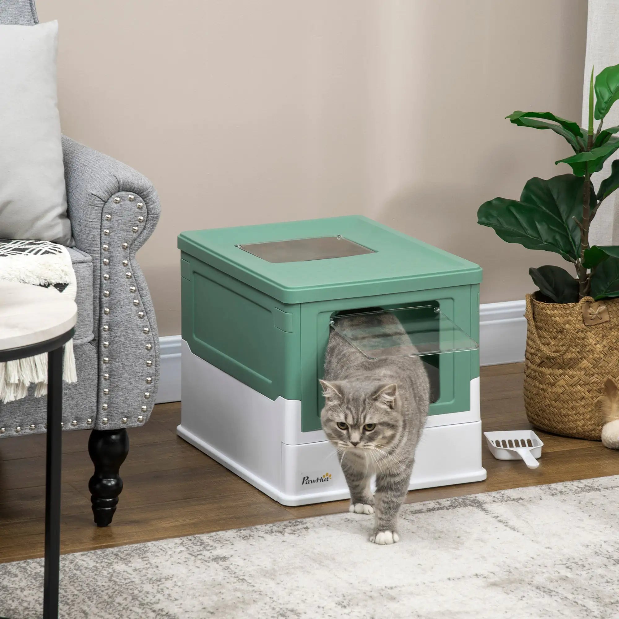 Deluxe Hooded Cat Litter Box with Scoop