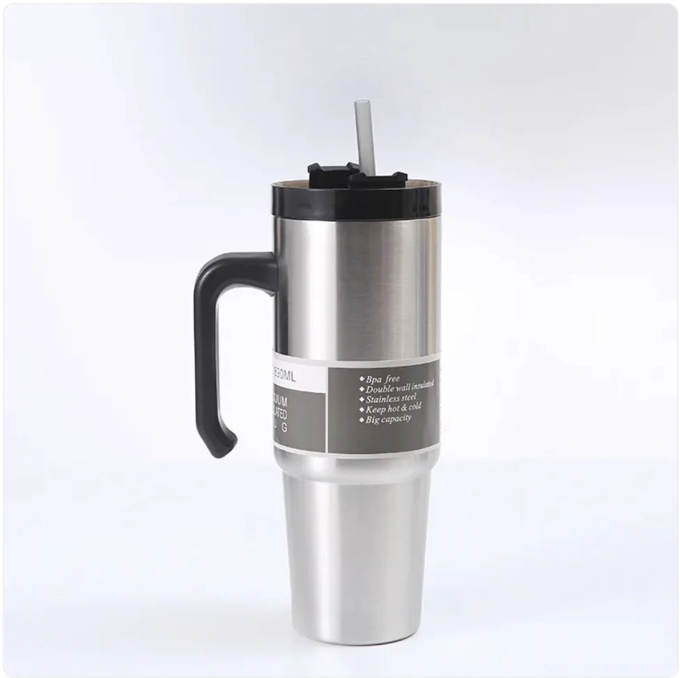 Sleek Stainless Travel Cup with Straw