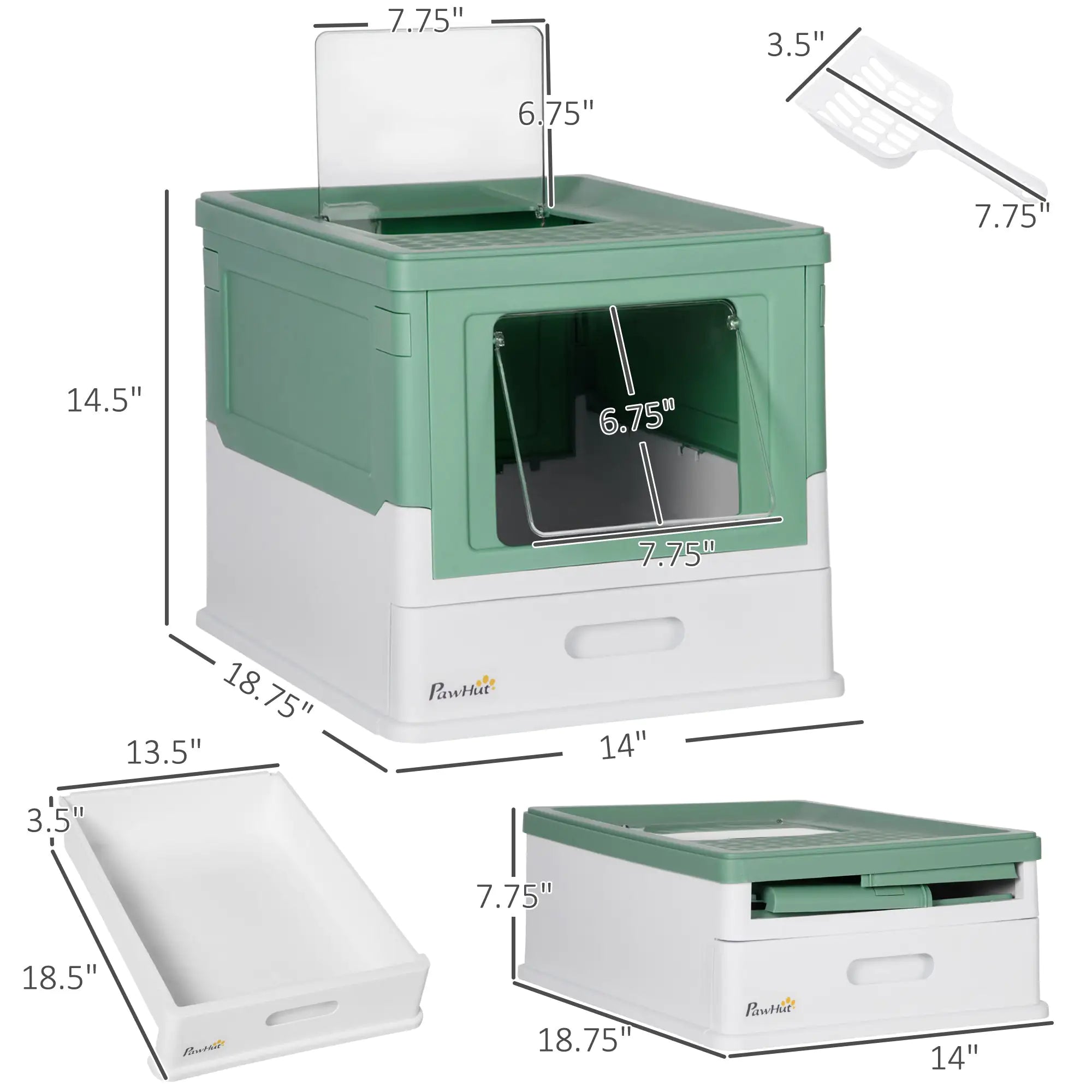 Deluxe Hooded Cat Litter Box with Scoop